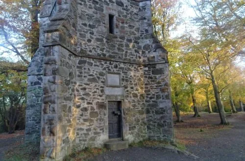 corstorphine tower entrance autumn