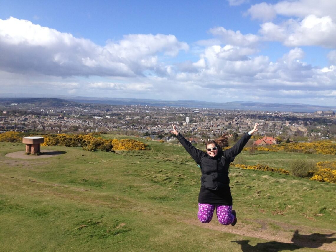 lauren jumping on the braid hills