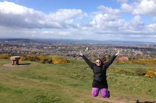 lauren jumping on the braid hills