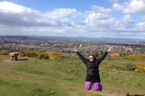 lauren jumping on the braid hills