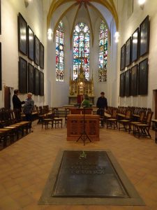 Burial site of Bach inside St. Thomas Church leipzig germany