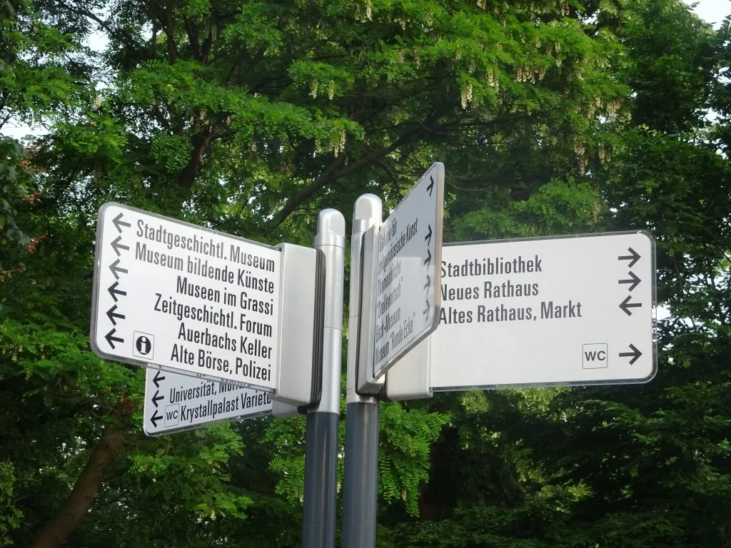 signpost in leipzig germany