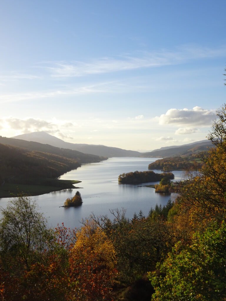 queens view lookout in autumn pitlochry perthshire loch tummel