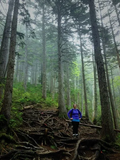 lauren in the forest on the mount meakan trail