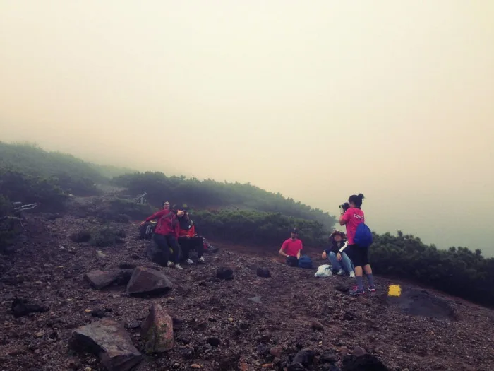 cloud and sulfuric gas on mount meakan summit