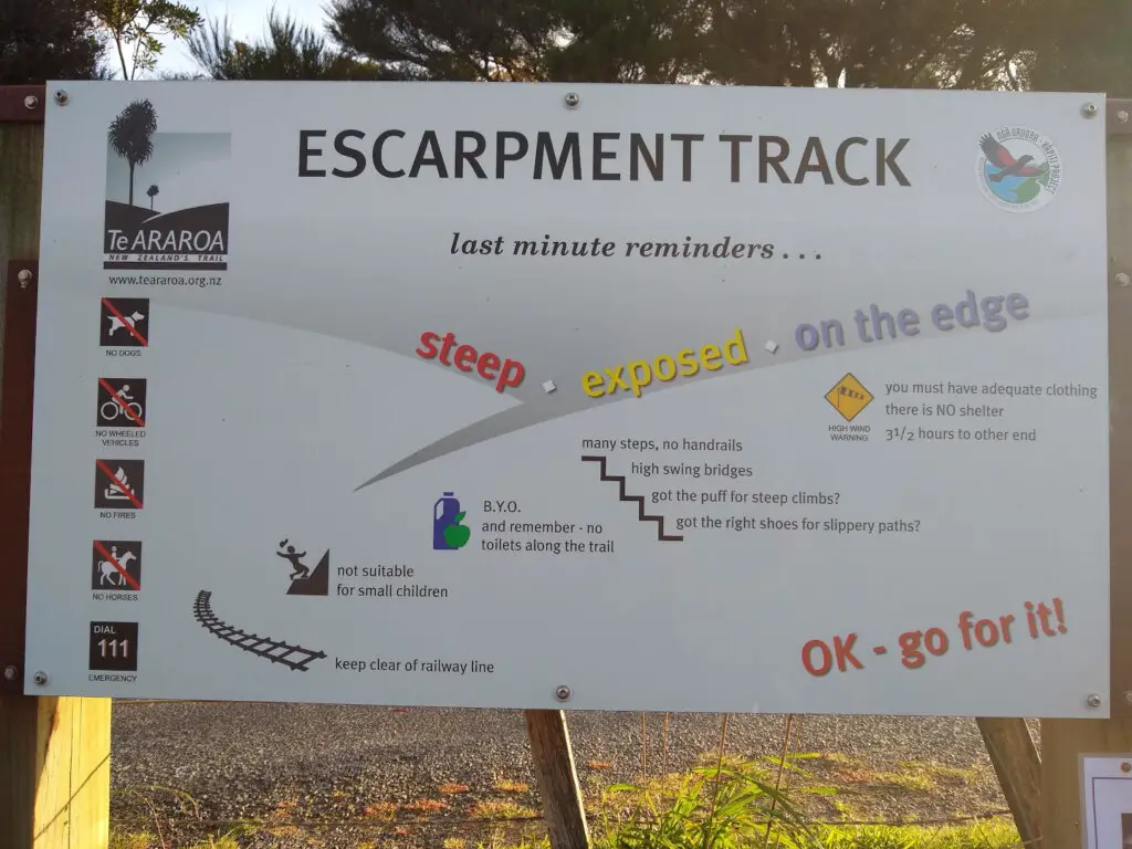 paekakariki escarpment track sign