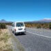campervan on road in tongariro national park new zealand