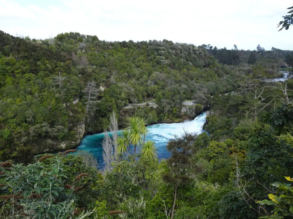 view of huka falls waterfall taupo new zealand north island