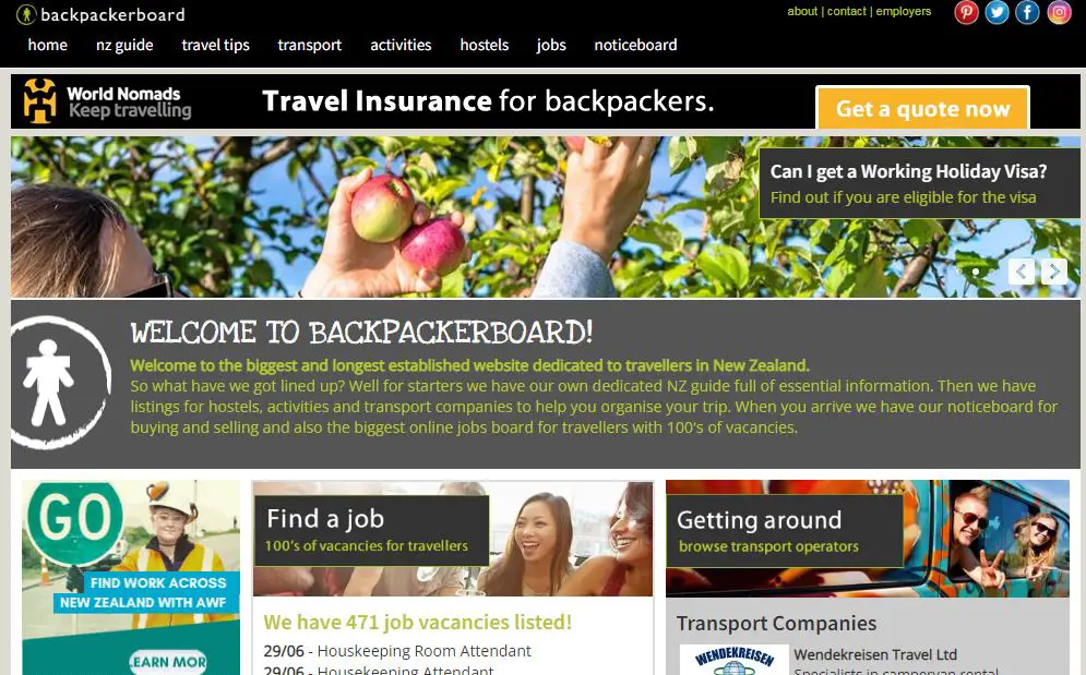 backpacker board - find a job in new zealand for your working holiday visa