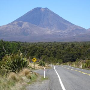 mount ngauruhoe and kiwi road sign in tongariro national park highway - 10 unmissable experiences in the north island new zealand