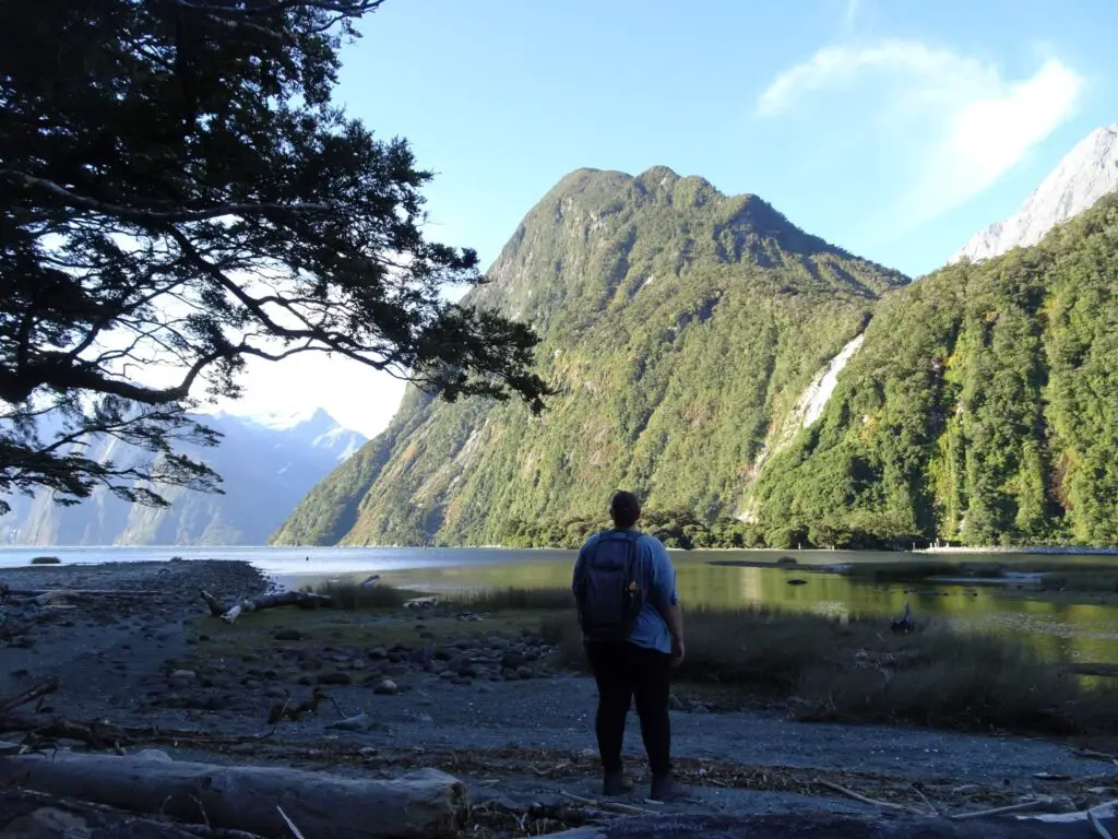 lauren viewing milford sound and lady bowen falls