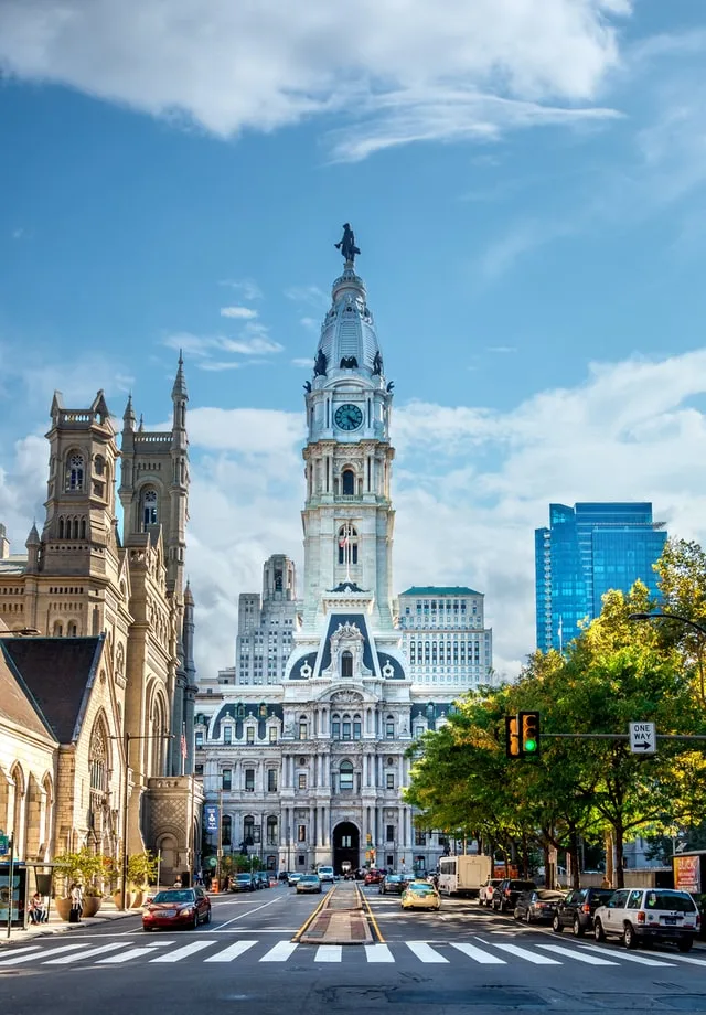 philadelphia city hall on a sunny day usa