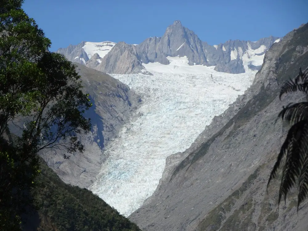 view of fox glacier from the southside walk viewpoint