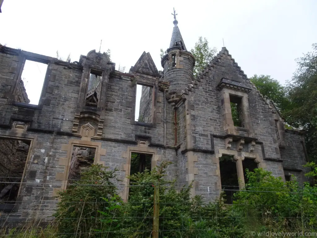 view of the ruins of dunmore park house abandoned mansion in scotland