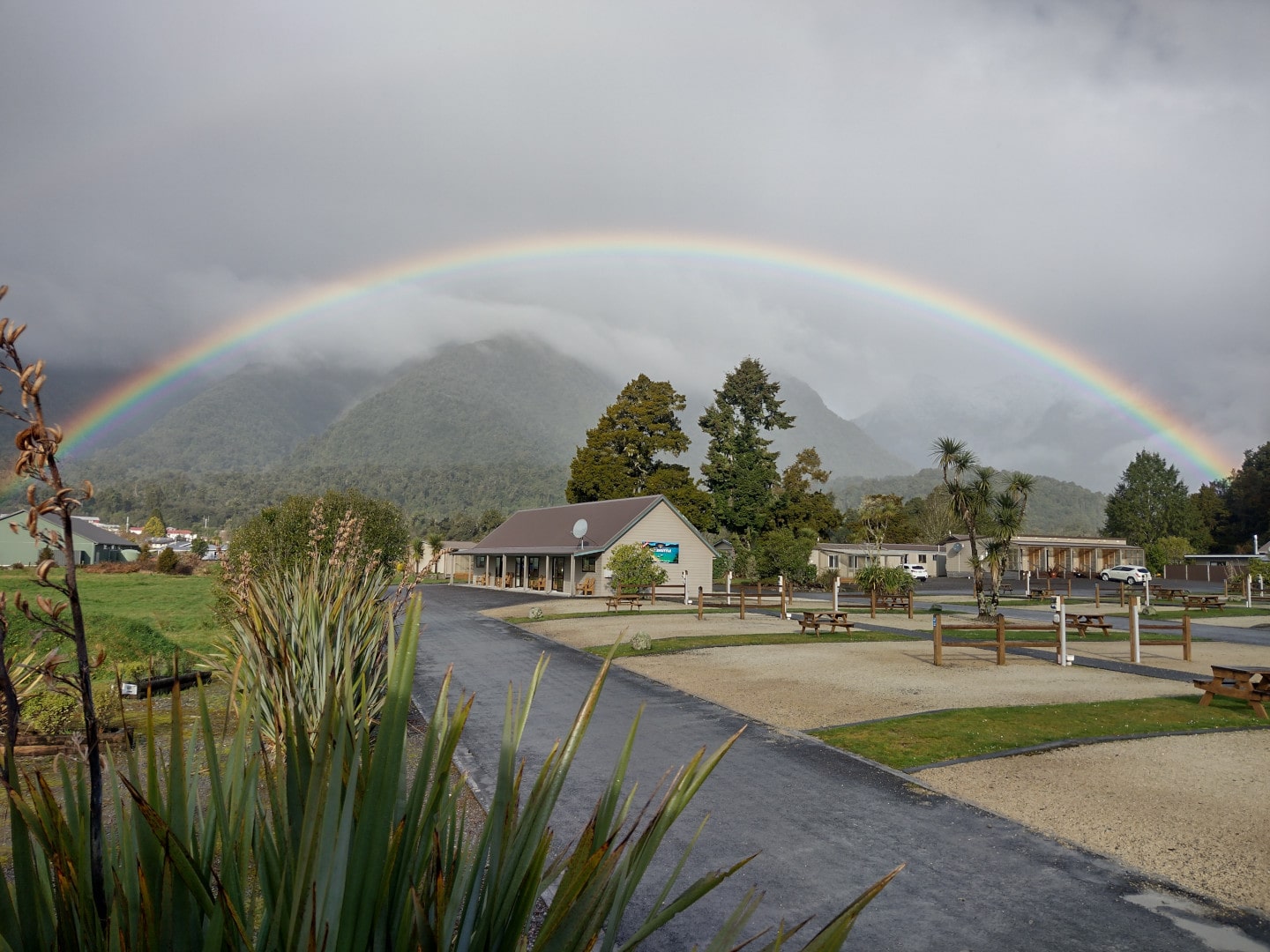 rainbow over fox glacier top 10 holiday park