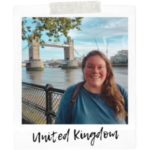 where i am now - currently in the united kingdom - photo of lauren in london in front of the tower bridge