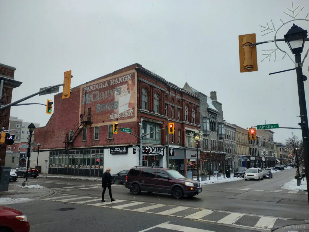 main street in winter in ontario canada