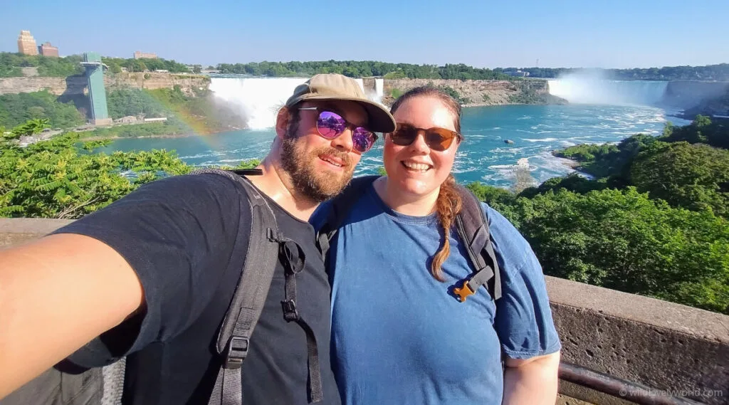 lauren and fiachra with niagara falls in canada
