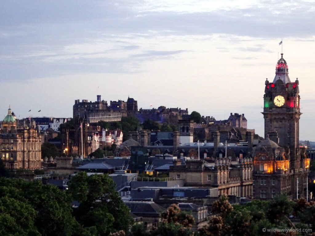 view of edinburgh castle from calton hill