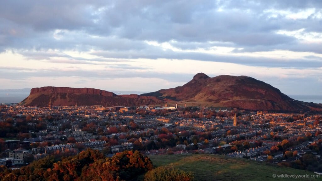 view of salisbury crags and arthurs seat from blackford hill