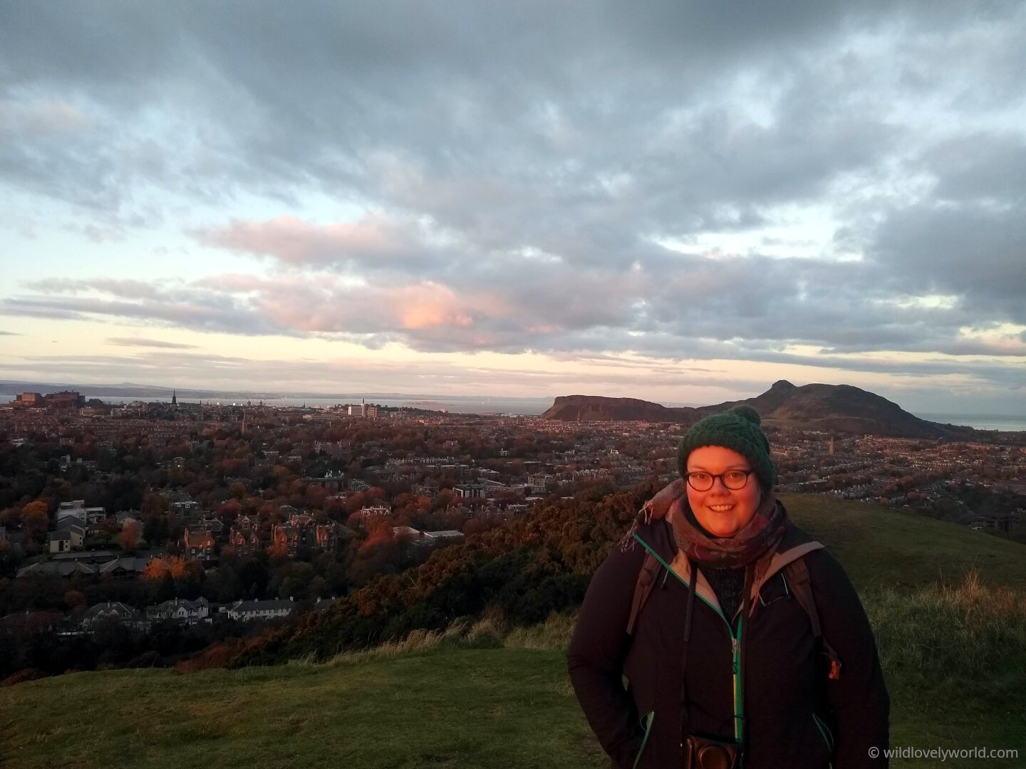 lauren at summit of blackford hill during golden hour
